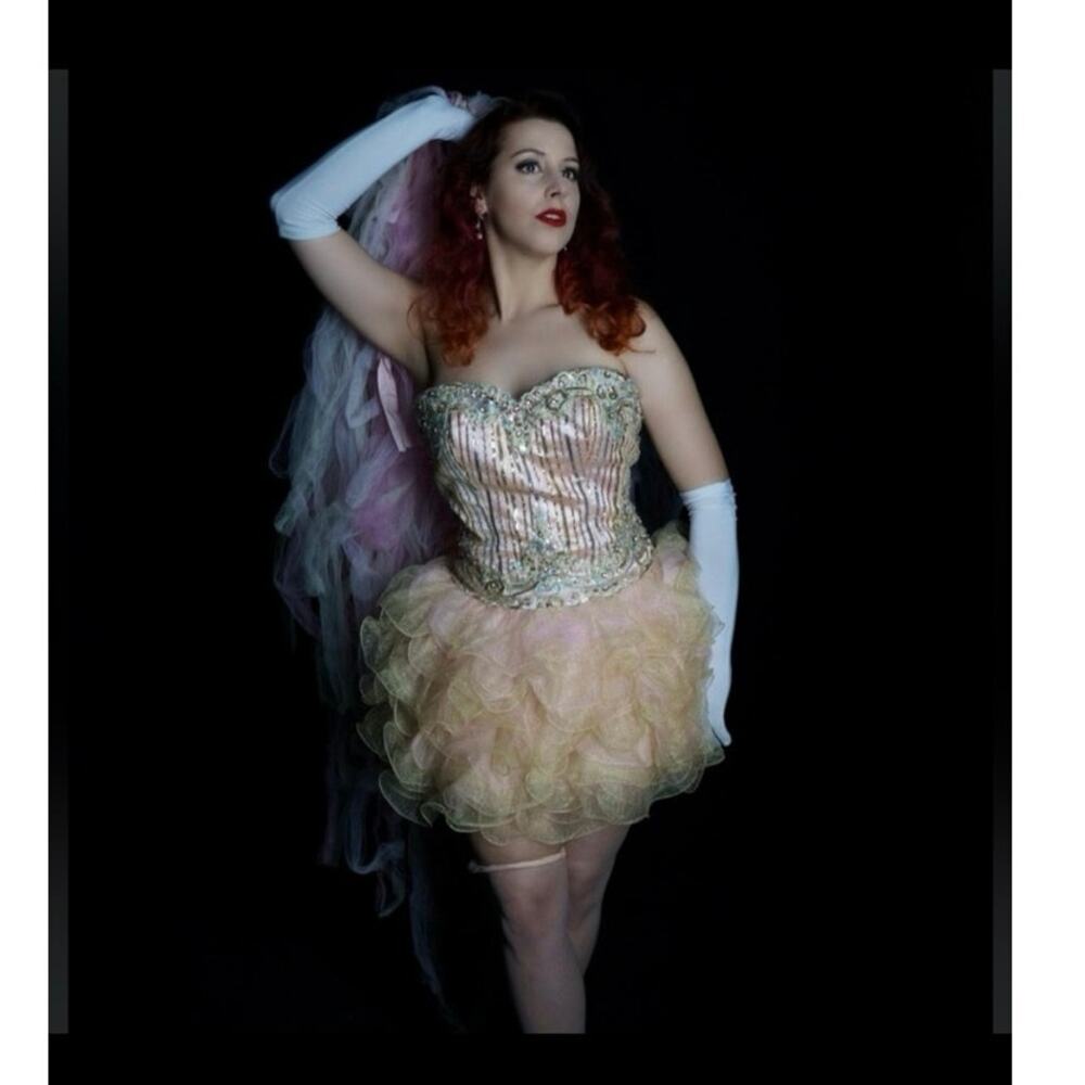 Y2K Moulin Rouge dress pink ruffle